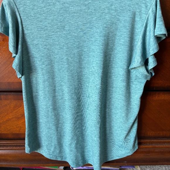 Teal T-Shirt with Flutter Sleeves - Picture 2 of 2